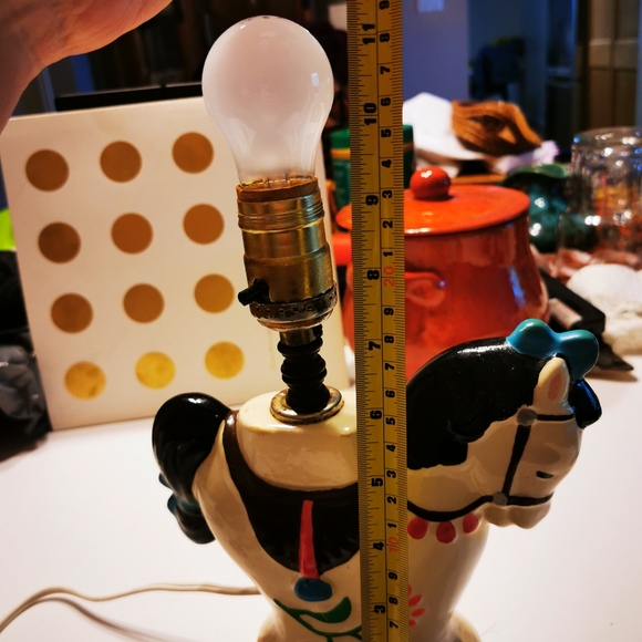 Vintage Ceramic Nursery Lamp / Horse / Flowers - Picture 10 of 16